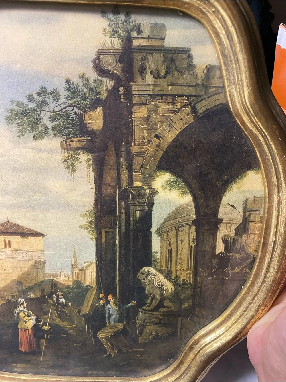 CANALETTO LANDSCAPE FLORENTIA HAND MADE IN ITALY GILT GOLD FRAMED WALL ART
